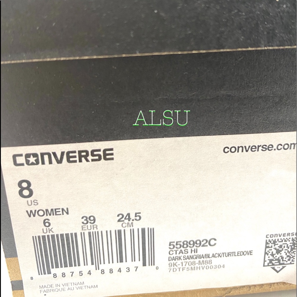 Converse Ctas High Top Velvet Dark Sangria Women’s - Picture 8 of 8